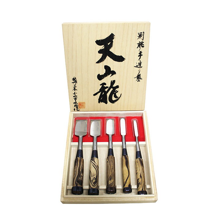 □播州三木 小山市 「天山龍」 追入鑿 5本組 一枚裏 総磨き 特殊 □播州三木 小山市 「天山龍」 追入鑿 5本組 一枚裏 総磨き 特殊