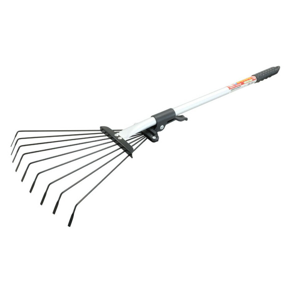■TH 伸縮式ガーデンレーキS (GR-75S) 9本爪 全長580～750mm 軽量アルミ柄 No.600190 スリーハンド 枯れ..