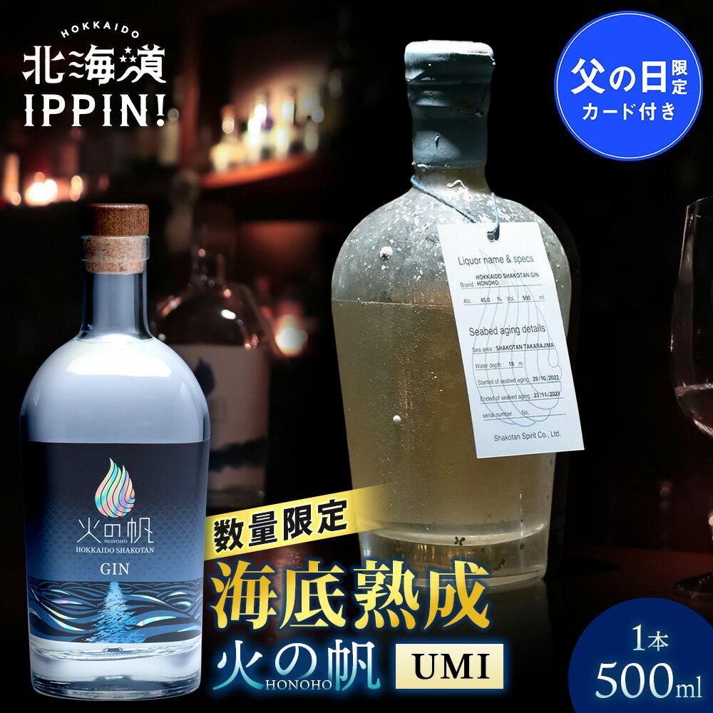 海底熟成 火の帆 UMI 500ml北海道 積丹町 ジン 洋酒 蒸溜酒 お酒 クラフトジン アカエゾマツ 通販 ギフト 贈答品 贈り物