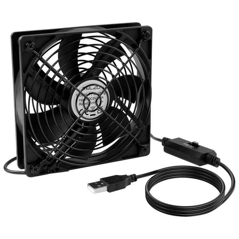 ELZO USBファン 冷却ファン 12cm 静音 強力 送風機 USB扇風機 ミニファン 小型 卓上 薄型 冷却クーラー 1500RPM 7枚羽根 5V 換気扇 PC ノートパソコン ゲーム機 ルーター 水槽 PS4 PS5 AVアンプ テレビボ
