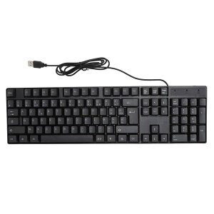K1800 有線 USB キーボード、104 キー少数言語キーボード有線 USB ゲーミングキーボード、ロシア語/スペイン語/フランス語/有線キーボード、ホームオフィス、仕事、プラグアンドプレイ用
