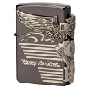 ZIPPO(ジッポー) ライター ハーレーダビッドソン 日本 3面連続加工 イオンコーティング ブラック×ニッケル HDP-25