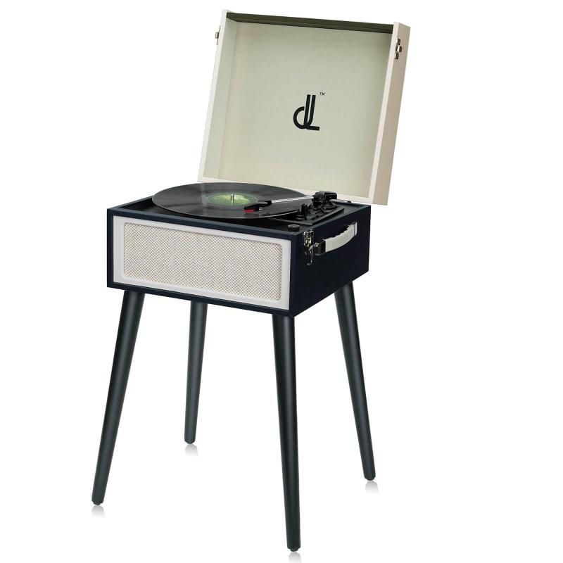 DLITIME レコードプレーヤー スピーカー内蔵 録音 BT対応 ヘッドホン端子 33/45/78回転対応 AUX端子 RCA出力端子 日本語説明書 交換針1本付