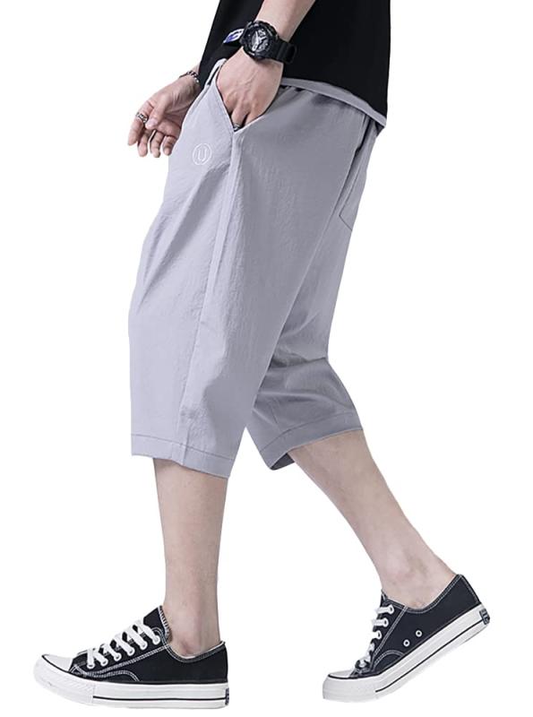 [foveitaa] ショートパンツ ハーフパンツ スポーツ クロップドパンツ 七分丈 半ズボン 短パン メンズ ジッパーポケット 大きい サイズ ゆったり 涼しい 軽量 通気 速乾 快適 無地 登山 調整紐