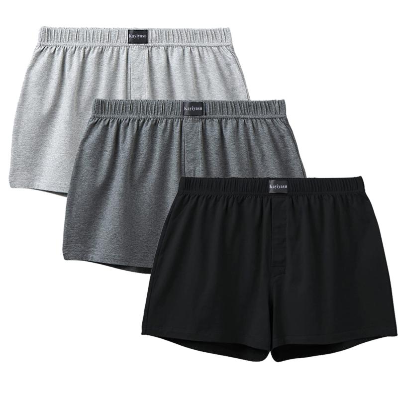 [Kayiyasu] ニットトランクス メンズ 下着 抗菌防臭加工 前開き ボタン付き 個別包装 95%綿 大きいサイズ M-5L 50-125kg対応 3枚/5枚セット ストレッチ 通気
