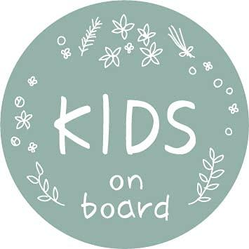 SignStore パステルカラーの円形Kids on Boardステッカー 直径12.5cm マルチカラー ビニール 日本製 防水仕様 car_natural_02_Kids (ブルー)