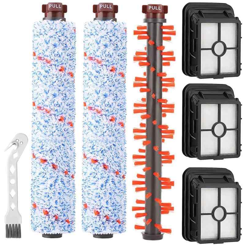 QAQGEAR 対応Bissell Crosswave 1934/1868/1866用交換部品、1エリアラグブラシロール＆2マルチサーフェスブラシロール＆3掃除機フィルター＆1フィルタークリーニングブラシ