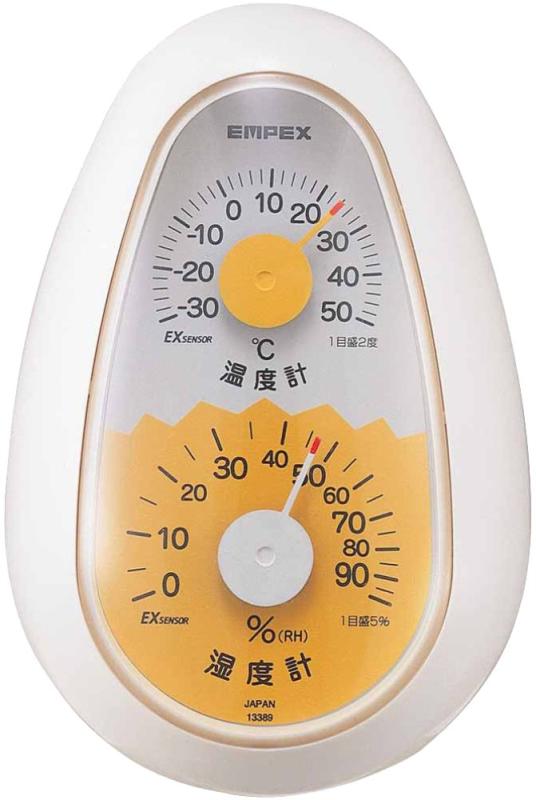 エンペックス気象計 温度湿度計 起き上がりこぼし温湿度計 置き用 日本製 ホワイト TM-2321