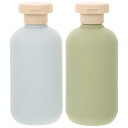 NUOLUX シャンプーボトル 旅行 ボトル 詰め替え 容器 200ml トラベル 携帯用 シャンプー用 2本セット おしゃれ 浴室 洗面所 持ち歩き容器 持ち運び 12.8X5.7cm 緑+青