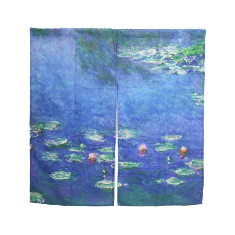 [ccn073]名画のれん 暖簾 すいれん ひまわり ポリエステル100％ 約90cm×約90cm[きもの日和]