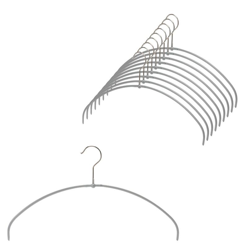 マワ すべり落ちない ドイツ製 ハンガー シリーズ最細0.4cm 軽量40g スリムタイプ レディース 人体ハンガー 40PT 10本セット シルバー 10年