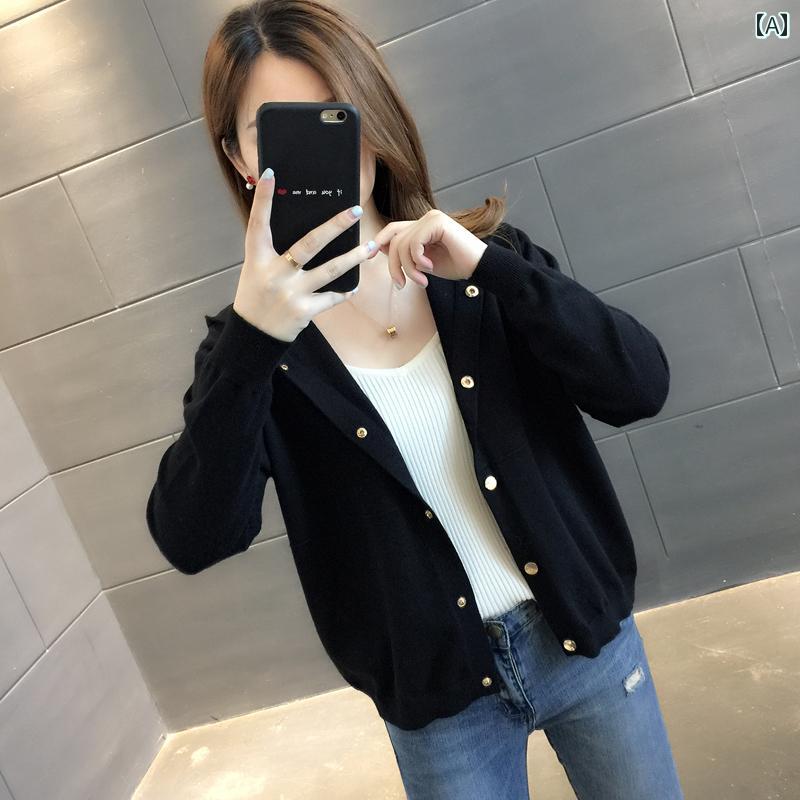 黒ニットカーディガン 早春 ニット セーター レディース S シャネル 風 カーディガン 2025 春秋 ファッション トップス 薄手 おしゃれ コート