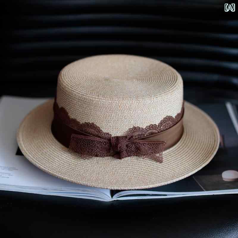 麦わら帽子 日焼け防止 レディース トチノ 麦わら 帽子 レディース 春夏 フレンチ フラット ハット フ..