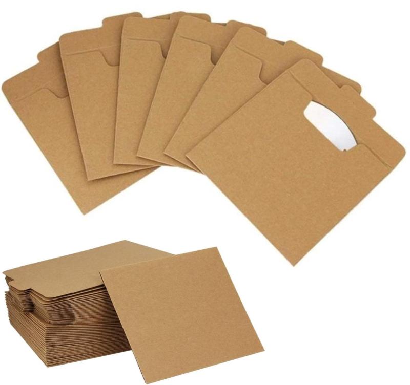fogman ディスクケース クラフト 紙 CD ケース 40枚入 無地 厚紙 12.5×12.5cm DVD ブルーレイ ディスク 収納 保管