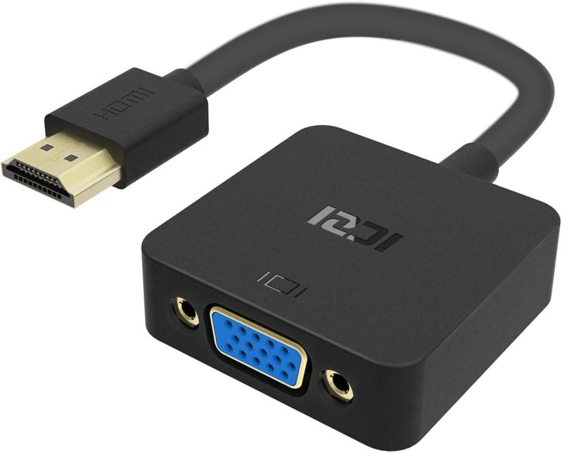 ICZI HDMI-VGA(D-SUB)変換アダプタ hdmi 変換 アダプタ ケーブル 1080p対応 HDMI オス to VGA メスアダプタ