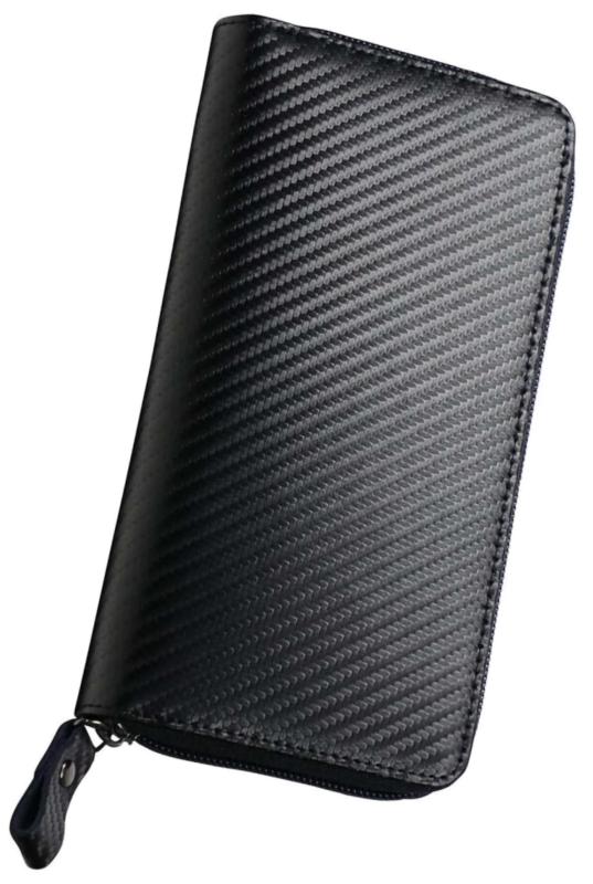 豊岡工房 財布 メンズ カーボン調 小銭が分けられる 長財布 本革 日本製 ブラック 4013-01のサムネイル