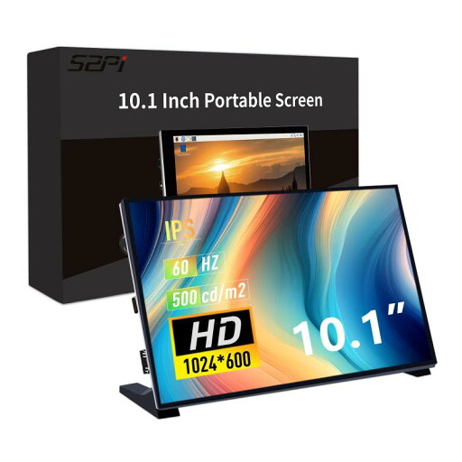 GeeekPi 10.1インチ 静電容量式タッチスクリーンモニター、Raspberry Pi用、1024x600 IPS LCDディスプレイ、デュアルスピーカー付き、HDMIポータブルモニター、Raspberry Pi 5/Pi 4B/3B+/3B/B+