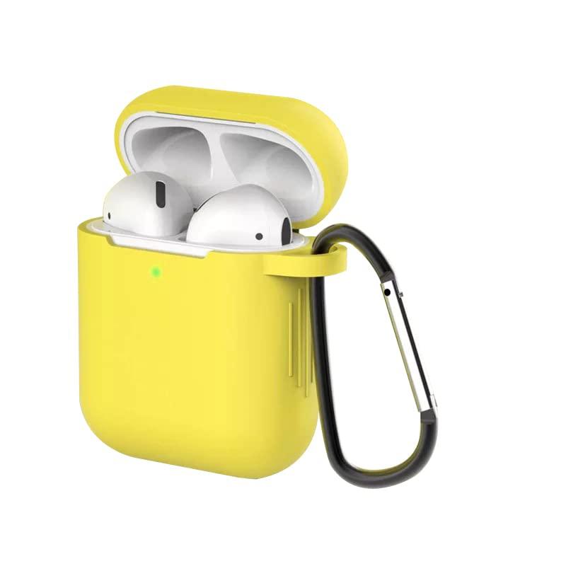 AirPods ケース AirPods第2世代と第1世代に適用（前のLEDライトが見える） シリコンカバー 全面保護ケース Apple エアーポッズ カバー 軽量 小型 かわいい TPUケース 耐衝撃 防塵 カラビナ付き 紛失(2)