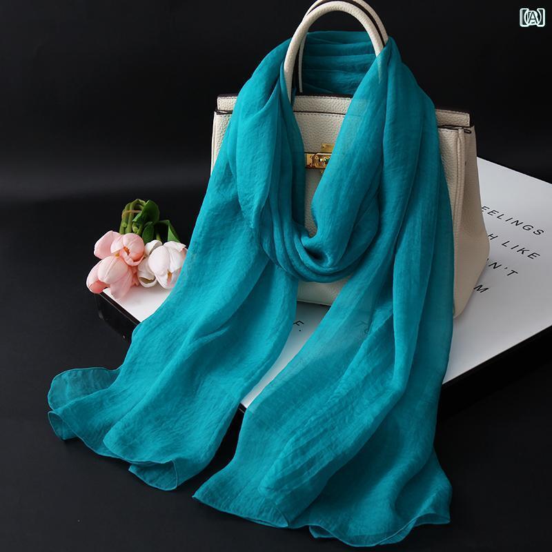 薄手 ストール スカーフ レディース 韓国 長方形の シルクスカーフ 春の 日焼け防止 ショール 若見え 女性や 中年 女性に 適した