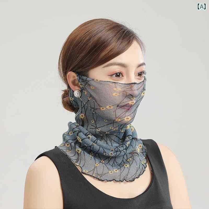 薄手 ストール スカーフ レディース 女性用 日焼け防止 ベール 薄手 夏用 フルフェイス カバー ネック スカーフ 耳 保護 ネックプルオーバー