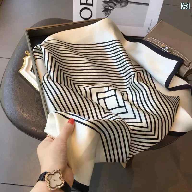 薄手 ストール スカーフ レディース 100 % マルベリー シルク ストライプの シンプル シルクサテン ス..