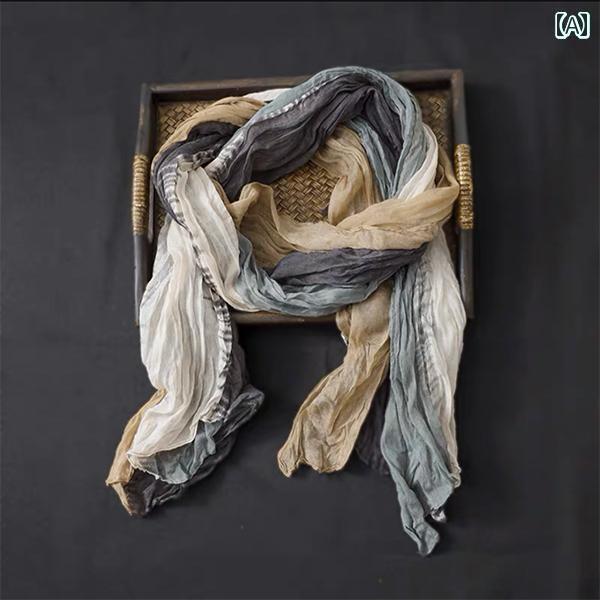 薄手 ストール スカーフ レディース 春秋 花柄 カラー ブロック コットン＆ リネン スカーフ。 女性用..