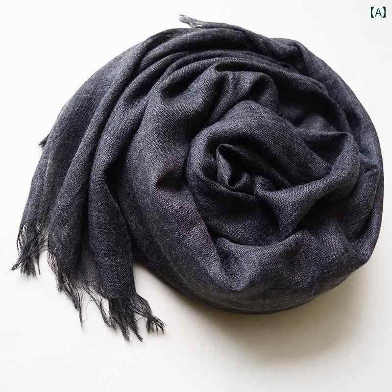 薄手 ストール スカーフ レディース 春秋冬 薄手 メンズ スカーフ ダーク グレー 黒 ソリッドカラー コ..