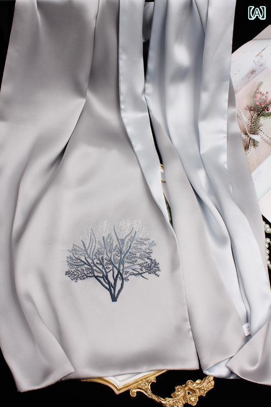 薄手 ストール スカーフ レディース 刺繍 桑 シルク 二 重層 ロング シルクスカーフ 中年 レディース ..