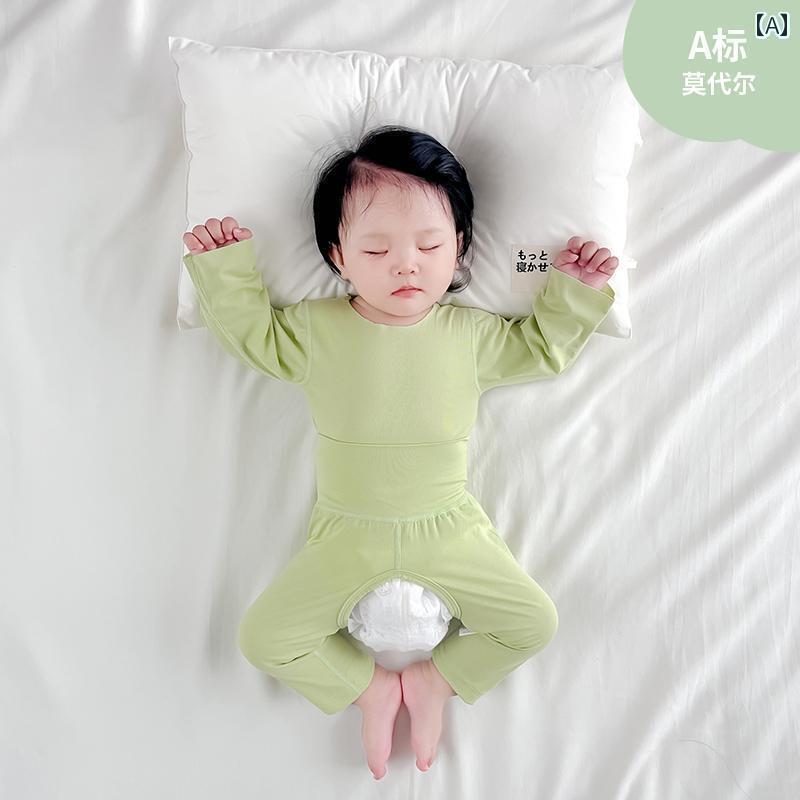 ベビー服 パジャマ ルームウェア モダール ベビー パジャマ 初秋 幼児 春秋 秋服 秋 パンツ 股 開き スプリット スーツ