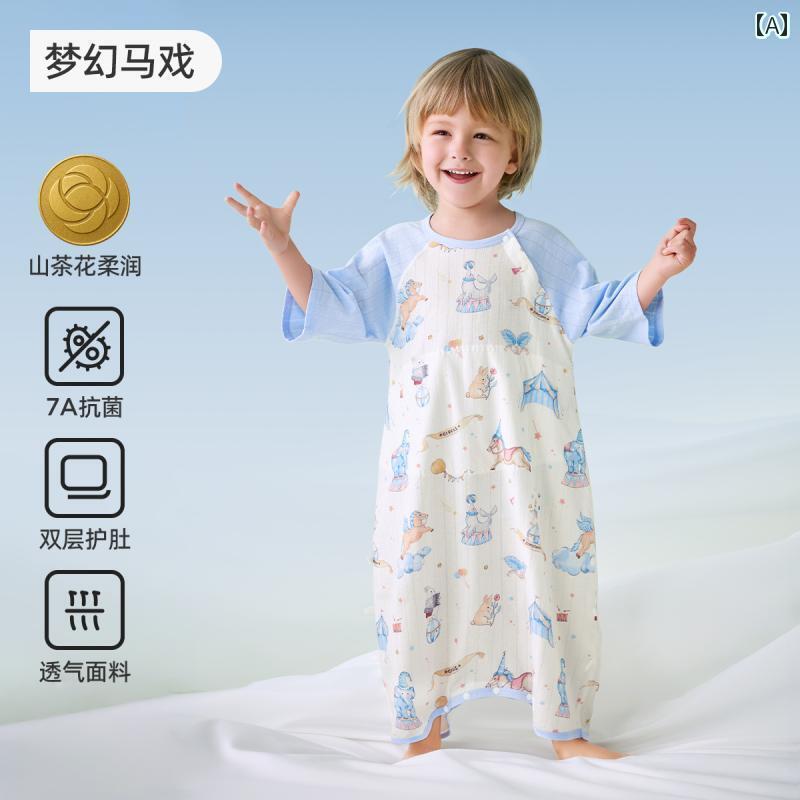 ベビー服 パジャマ 快適 Jingqi ベビー パジャマ 夏用 薄手 コットン ジャカード ナイトガウン ホームウェア 腹 帯 ジャンプスーツ 服