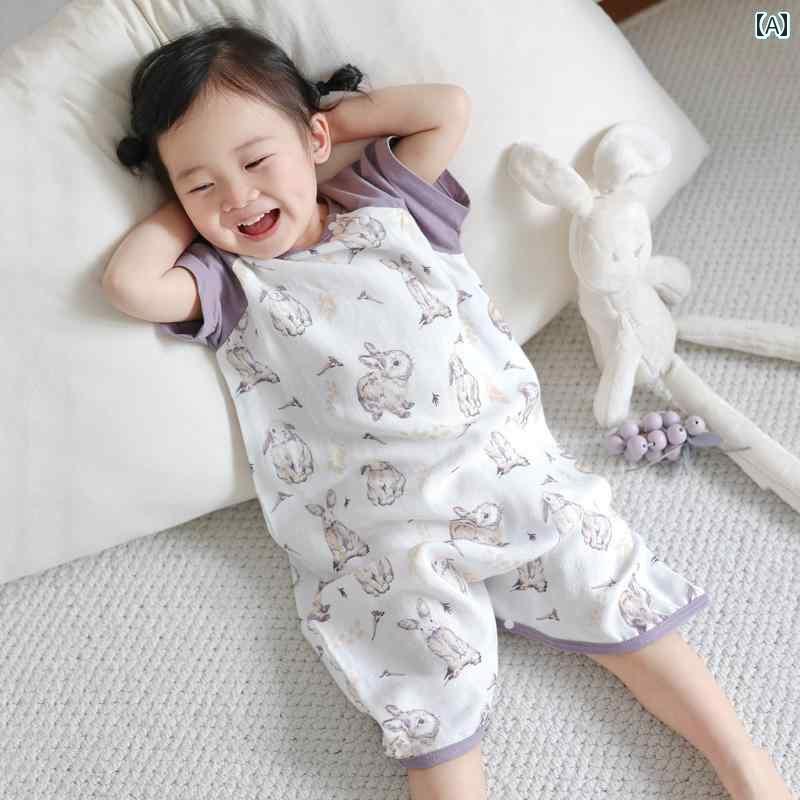 ベビー服 パジャマ 快適 夏用 二 重 竹 綿 ガーゼ ワンピース パジャマ ベビー ホーム 服 寝袋 子供用 ..
