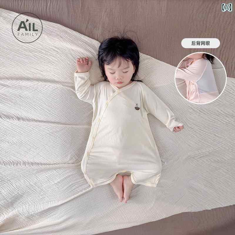 ベビー服 パジャマ 快適 モダール ベビー パジャマ 夏用 薄手 3 ～ 6ヶ月 ジャンプスーツ バッグ ホー..