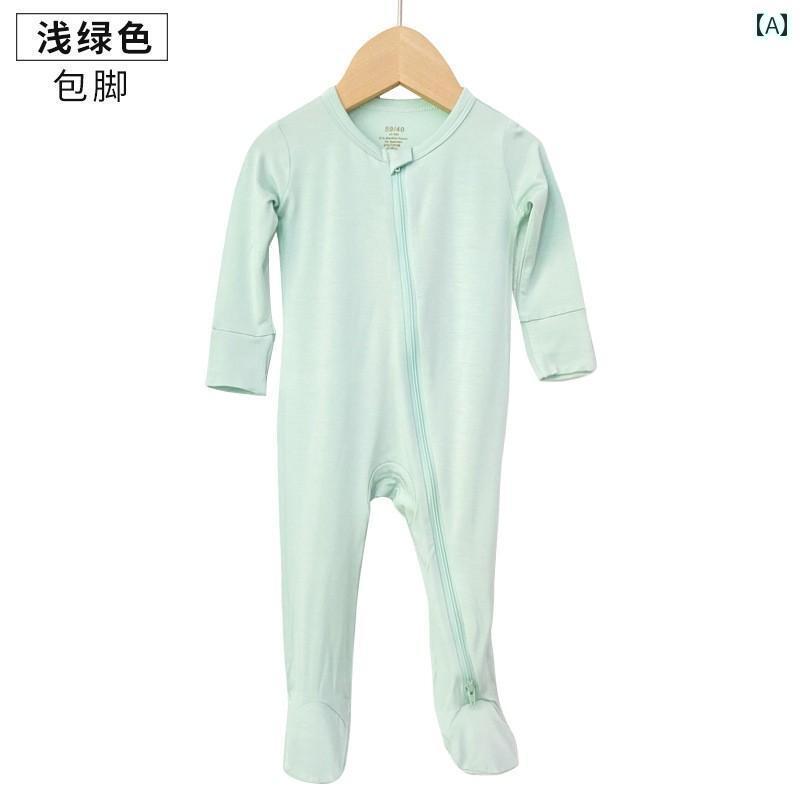 ベビー服 パジャマ 快適 子供服 竹 繊維 ベビー 服 ジッパー 新生児 ジャンプスーツ バッグ ハンド 長..