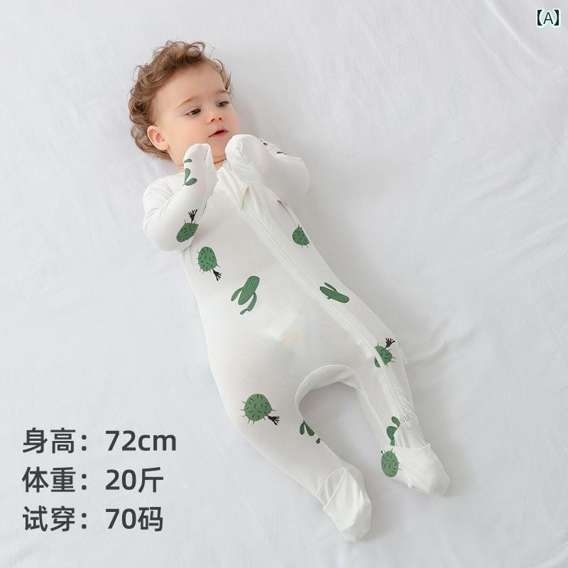 ベビー服 パジャマ 快適 男の子と 女の子 ベビー 竹 綿 長袖 ジャンプスーツ Aa 繊維 パジャマ 薄型 ロ..