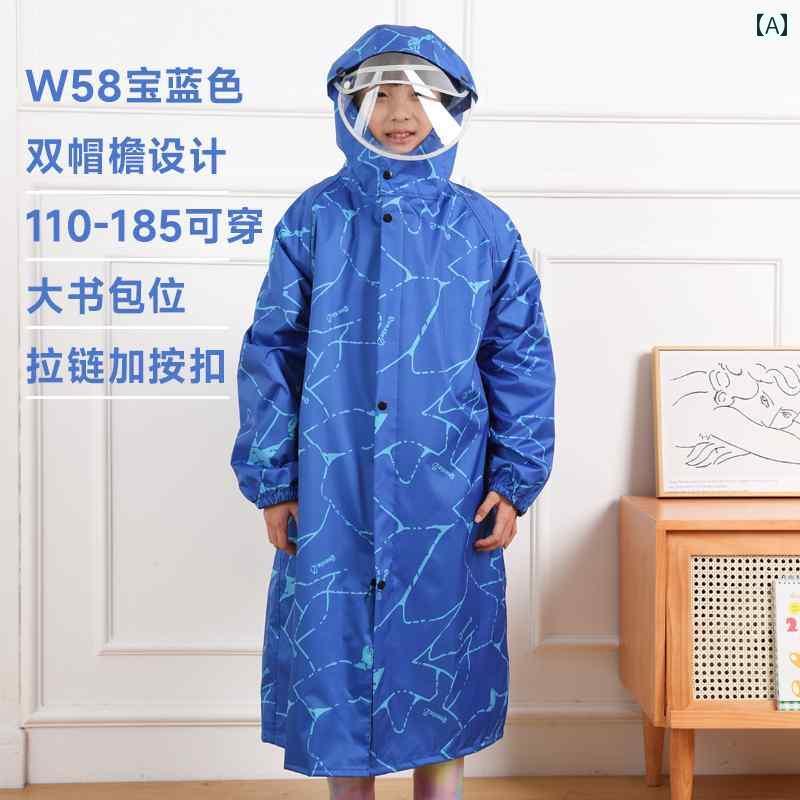 キッズ レインウェア かっぱ 子供用 レインコート 厚手 ジッパー 暴風 雨 対策 小学生と 中学生が ラン..
