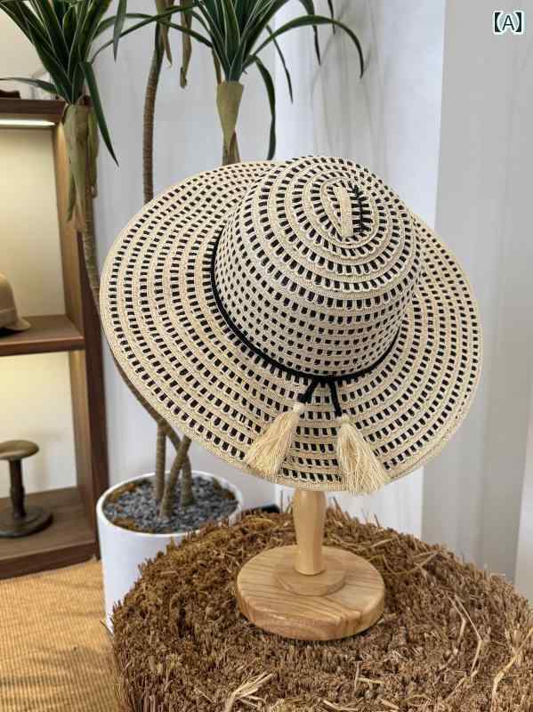 麦わら帽子 日焼け防止 レディース ジョジョ テール シングル レディース 麦わら 帽子 夏 旅行 つば 広..