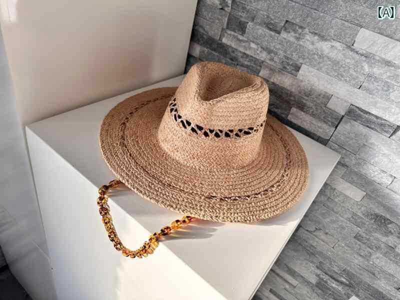 麦わら帽子 日焼け防止 レディース ジョジョ ホーム レディース ボヘミアン ラフィア 麦わら 帽子 タッ..