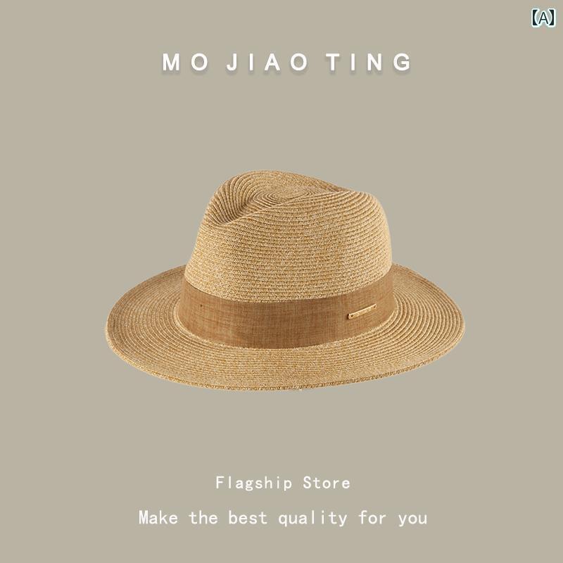 レディース 麦わら帽子 ガーリー Mojioting フランスの レトロ 麦わら 帽子の レディース 夏の 日焼け防止 ホリデー 帽子 英国 海辺 ビーチ 太陽の