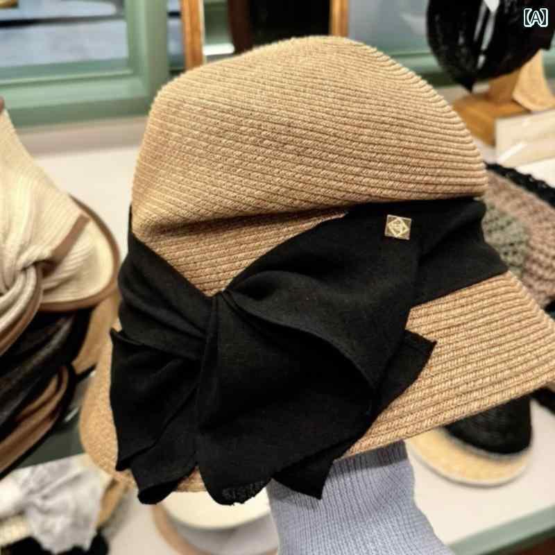 レディース 麦わら帽子 ガーリー ca 4 la 帽子 レディース 夏用 リボン 麦わら 折りたたみ 式 2025 漁師用 サンハット