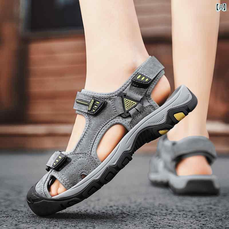 履き心地抜群 メンズ サンダル メンズサンダル 2025夏 アウトドア ビーチ シューズ つま先 閉じ 滑り止..