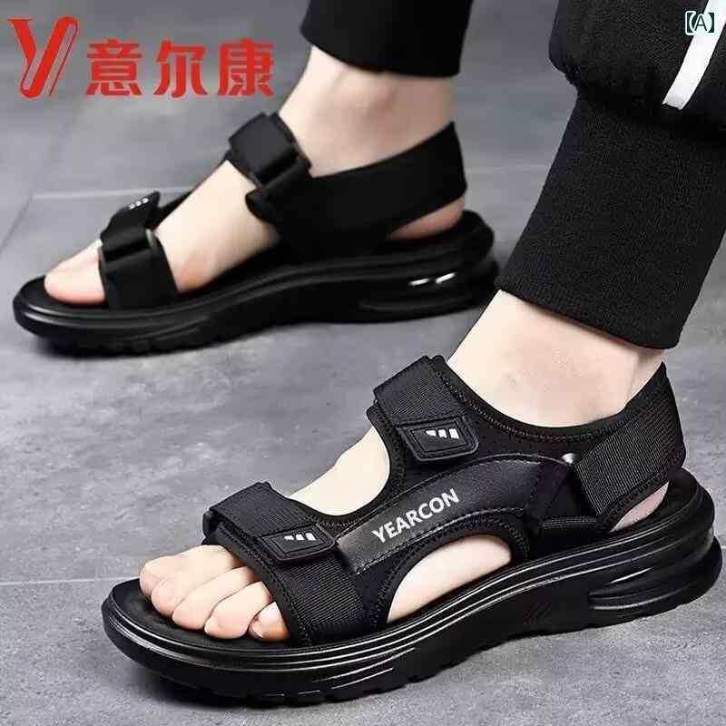 履き心地抜群 メンズ サンダル Yierkang サンダル メ ンズ 2025 ソフト ソール エア クッション ビーチ シューズ メンズ 革 カジュアル デュアル