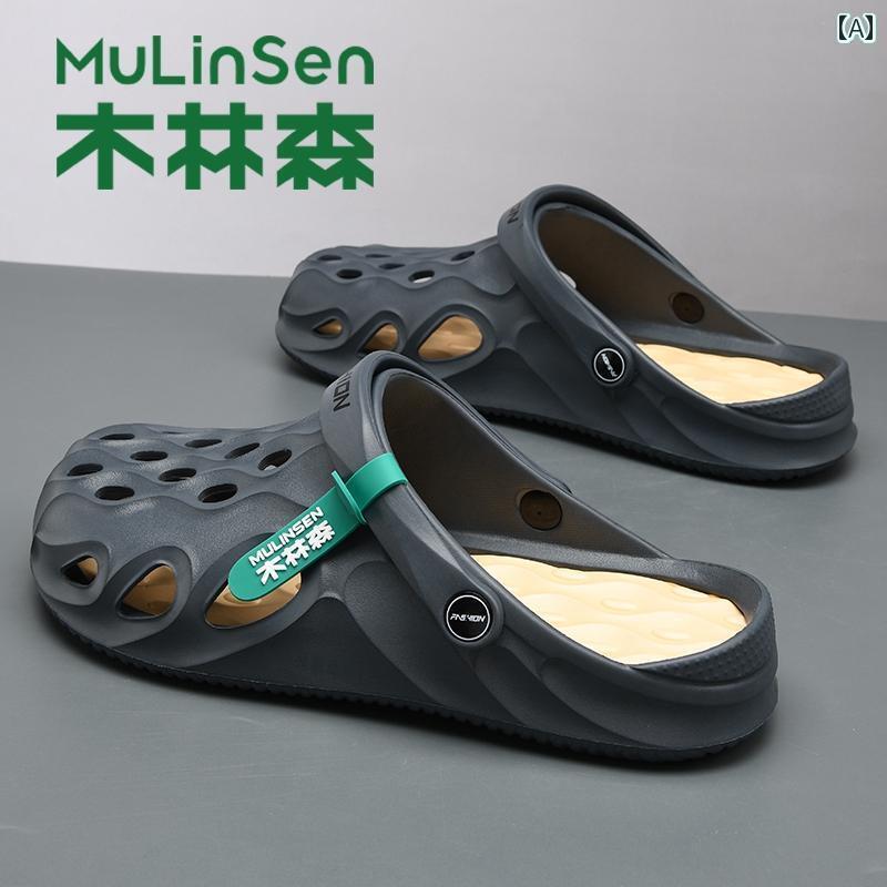 スリッパ メンズ サンダル Mulen ホール シューズ メンズ 夏用 スリッパ アウトドア用 滑り止め 耐摩耗 つま先 閉じ スポーツ アウトドア ビーチ サンダル