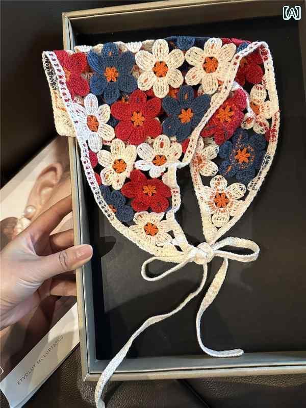 ターバン キャップ レディース 春に レディース フランスの レトロ 手編みの 三角形の スカーフ 甘くて..