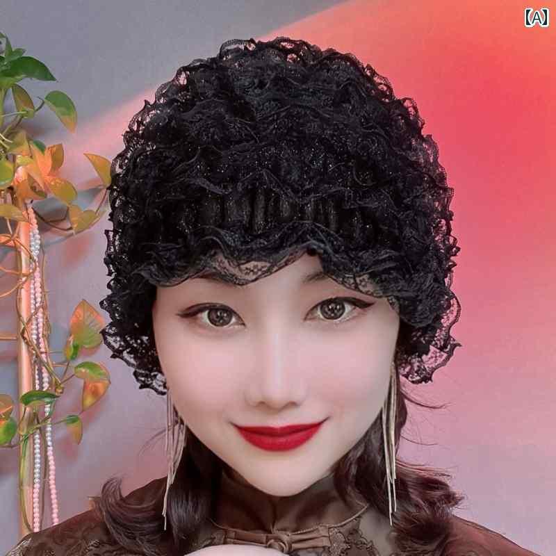 ターバン キャップ レディース オール シーズン 折々の 薄手 包 頭 帽 白髪を 隠す 帽子 レース ファッ..