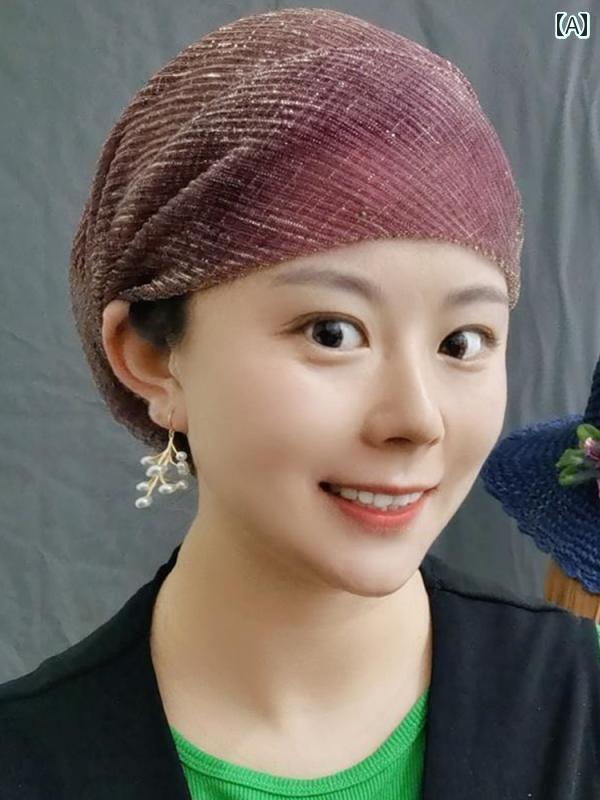 ターバン キャップ レディース 夏用の 薄くて 明るい シルクの ヘッド バンド 帽子 白髪を カバー する..