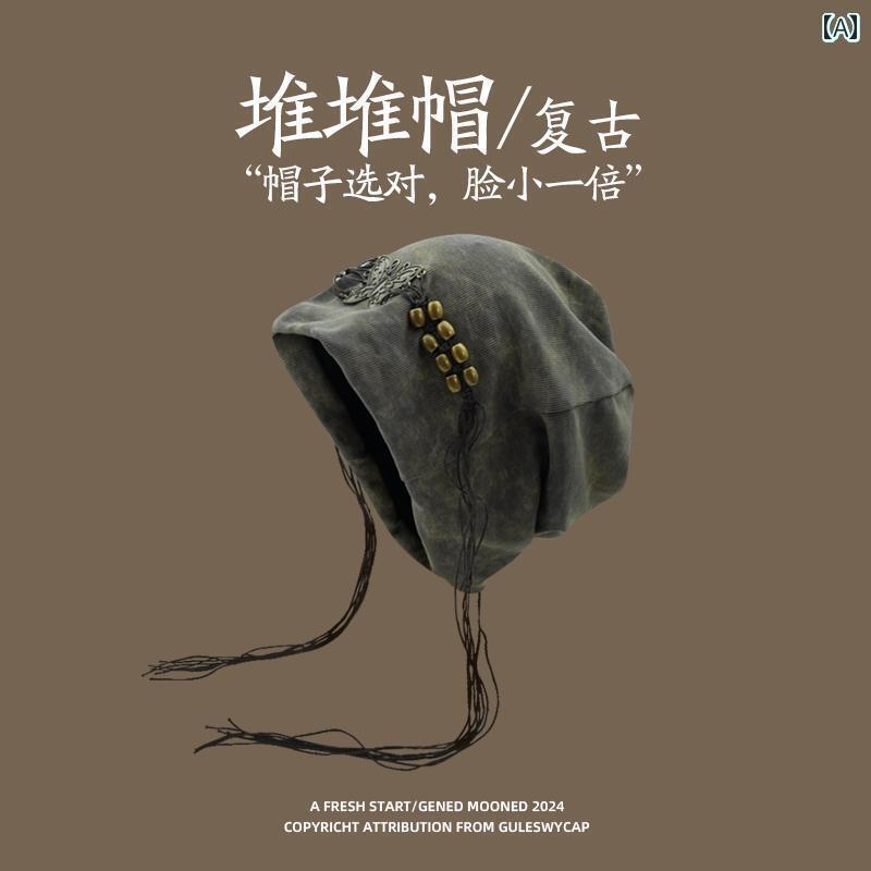 ターバン キャップ レディース GULESWYCAP レトロ タイ ダイ 柄 タッセル ニット パイル ハット 女性用..