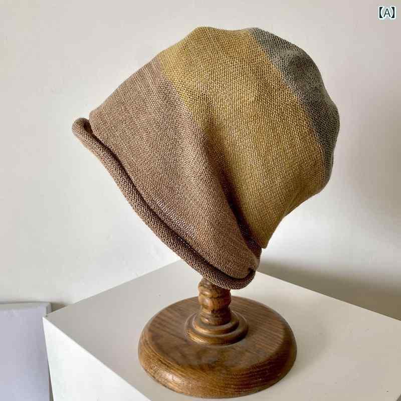 ターバン キャップ レディース 薄型 通気性 レトロ ル ー ズ パイル 帽子 コールド ハット プルオーバ..