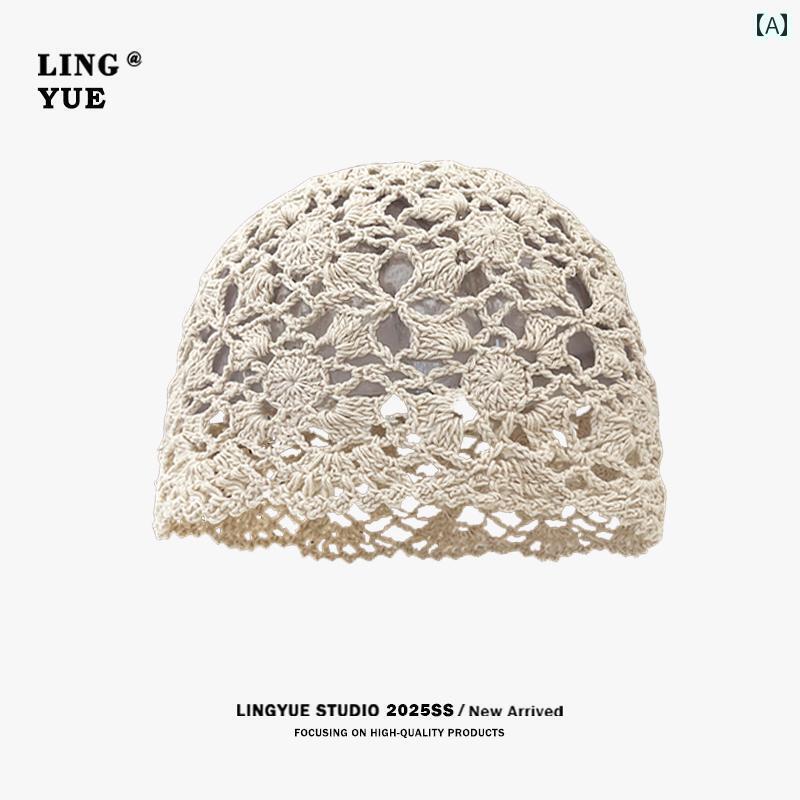 ターバン キャップ レディース 女性用 ニット 帽 春夏向け 薄 手編み レトロ スタイル ストリート ビー..