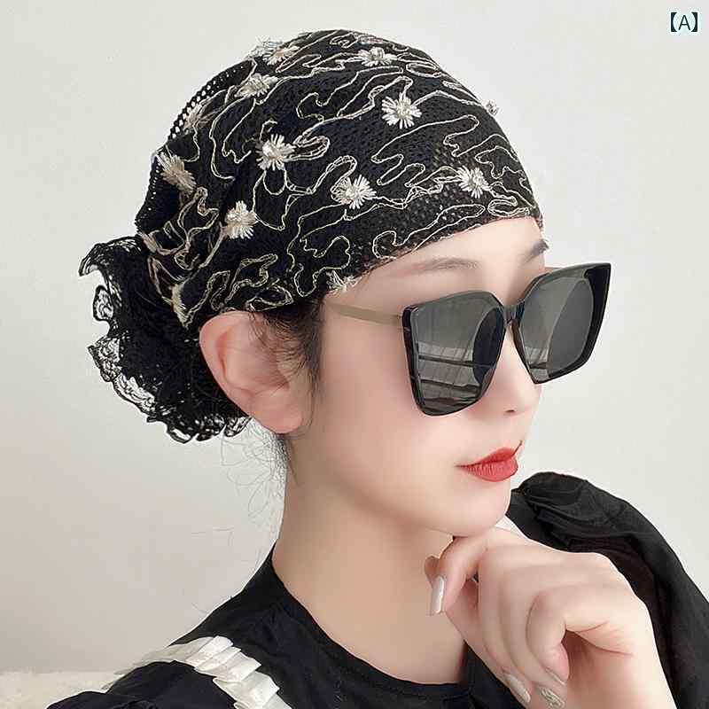 ターバン キャップ レディース 刺繍 入り 包 頭 帽子 春秋 薄手お 団子 花 スカーフ エスニック 2025 ..