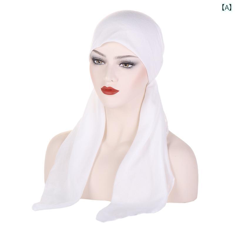 ターバン キャップ レディース と アメリカ 無地 コットンと リネンの ヘッド スカーフ 帽子 マレーシ..